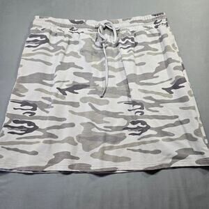 44 Degrees North Gray Camo Mini Skirt Stretch Elastic Waist Drawstring Womens XL